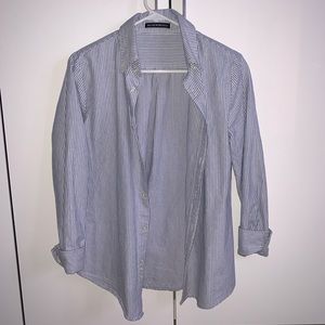 Brandy Melville White & Blue Button Up